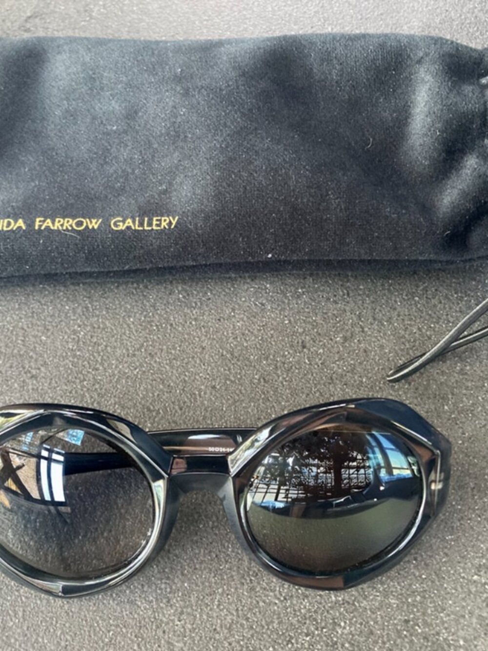 Dries Van Noten by Linda Farrow black round sunglasses